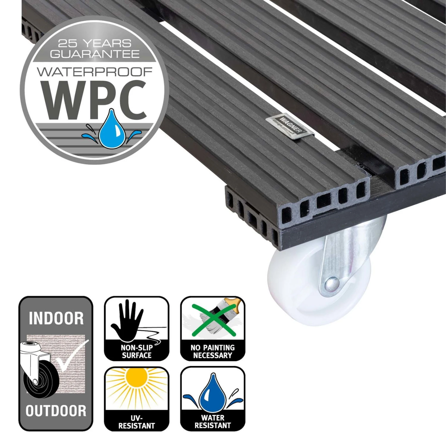 Multi Roller WPC, 120 Kg Tragkraft, Ca. 39 X 39 X 11 Cm – Bild 3