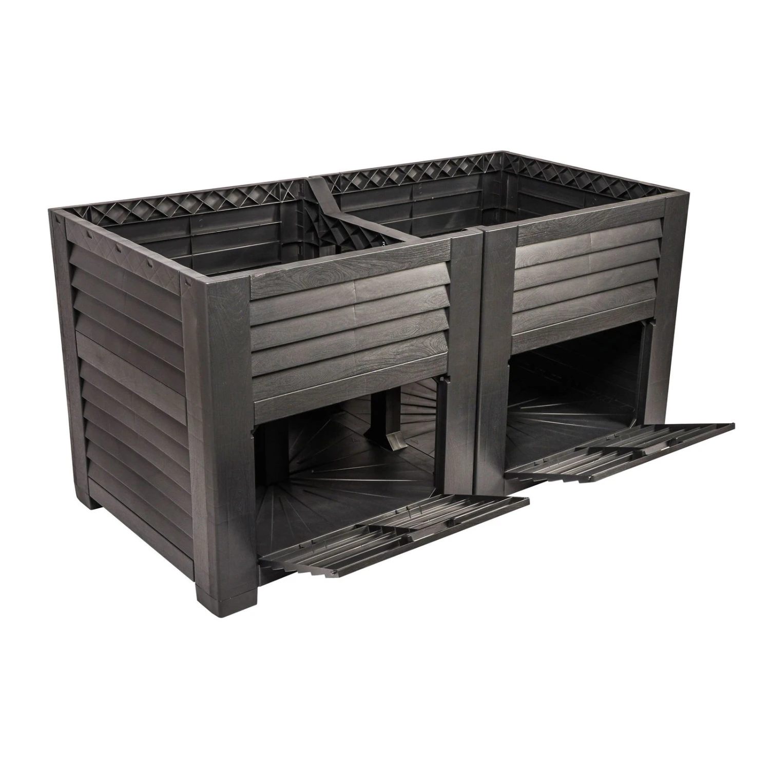 Maxi-Hochbeet Mit 2 Fächern, Anthrazit, Polypropylen, L150 X B76 X H78 Cm – Bild 3