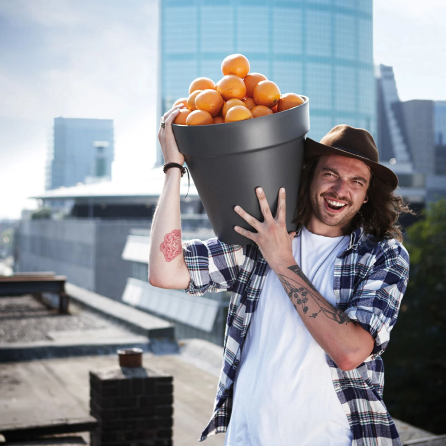 Elho Pflanzgefäß Loft Urban Round, Anthrazit – Bild 2